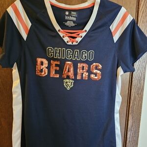 Chicago Bears Navy Sequin Lace-Up Jersey Top by 1st & Fashion